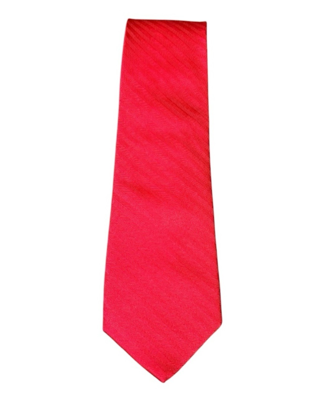 Chaps Ralph Lauren Mens Silk Necktie Solid Red Herringbone